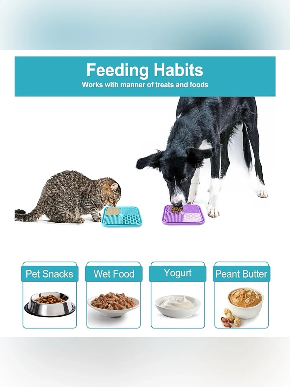 Lukito Silicone Pet Slow Feeder Licking Mat - Purple & Teal Cats Dogs